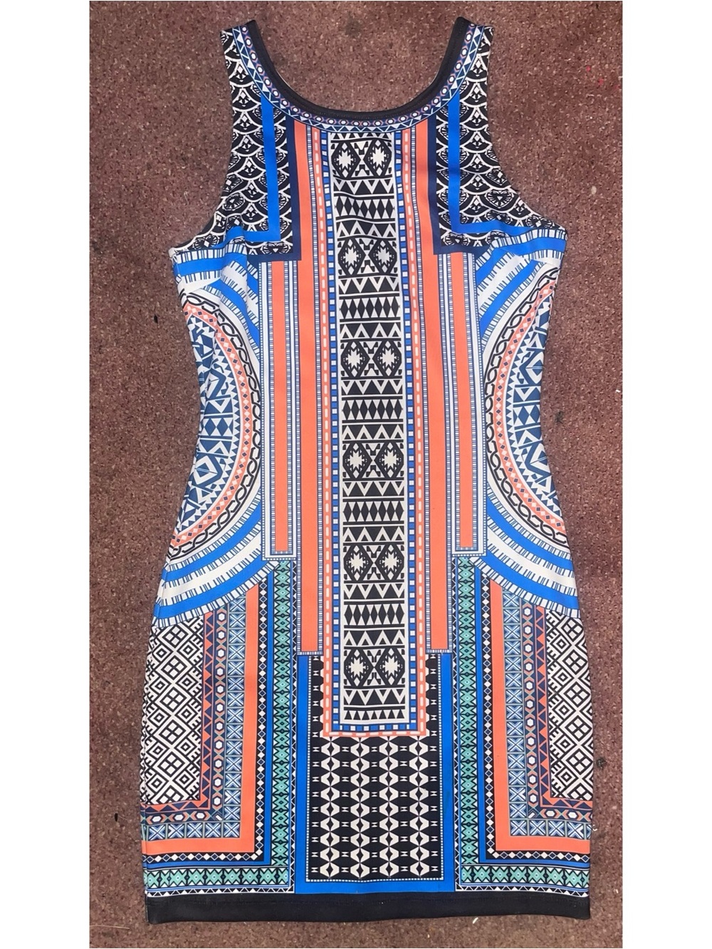 Jealous Tomato Geometric Aztec Print Bodycon Mini Dress Size M EUC